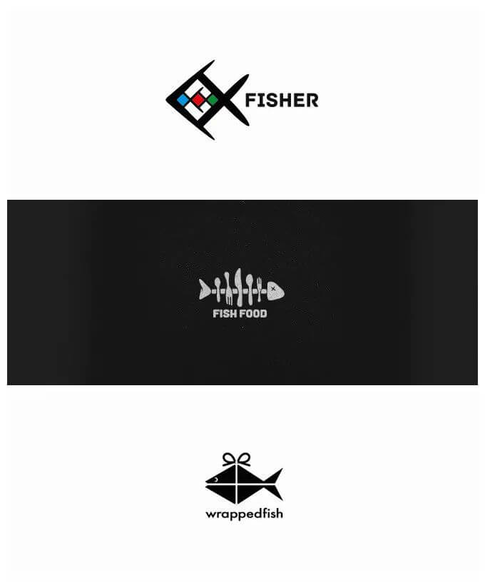 以鱼为元素的logo设计，新年必备